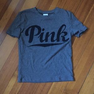 PINK Ribbed Cropped Tee